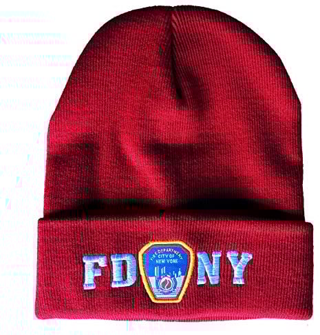 New York City Fire Department Wintermütze, rot/weiß