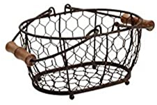 T&G Provence Wireware Small Oval Basket with Aged Wooden Handles, Rustic Brown, 20.4 x 14.5 x 10.5 cm 6 23005