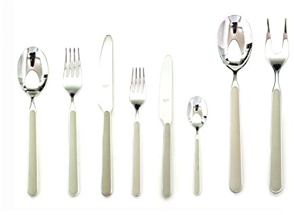 Mepra, Set di Posate Fantasia, 74 Pezzi, Tortora, Made in Italy, Lavastoviglie, Servizio Tavola, Stile Contemporaneo