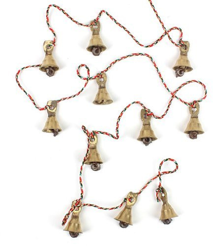 Mystery Mountain Decorative String of 11 Metal Vintage Indian Style Fairtrade Wall Hanging Bells - Fair Trade