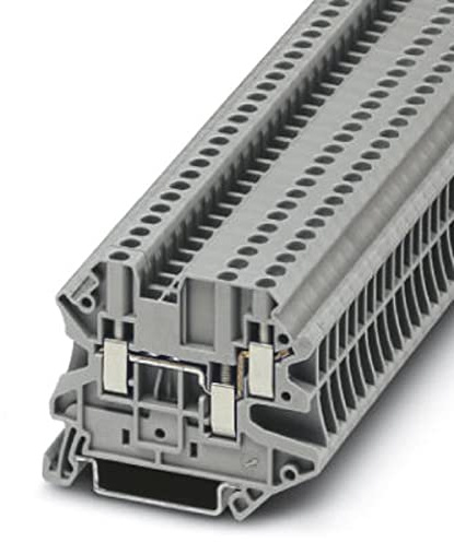 PHOENIX CONTACT UT 2,5-TWIN Durchführungsklemmenblock mit Schraubanschluss, 3 Anzahl Anschlüsse, AWG 26 - 12, 2.5mm² Nennquerschnitt, Grau, 50 Stück