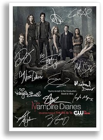 Memorabilia The Vampire Diaries Poster/Fotodruck mit Autogramm und Autogramm, A4, Wandkunst, Bild aus der TV-Serie, Staffel, DVD-Boxset, Geschenk (nur Poster)