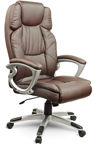 Sofotel Eago EG-227 - Ergonomischer Bürodrehstuhl - Bürostuhl Schreibtischstuhl - Bequemer Chefsessel mit Höhenverstellung - Drehstuhl Sessel Profiliert, Verstellbar - Braun