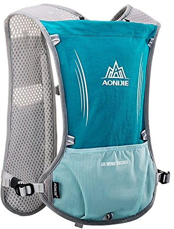 AONIJIE 5L Gilet Hydratation Running Femme et Homme Bretelles de Poitrine Réglables Léger et Réfléchissant Gilet de Course Marathon Randonnée (Vert Menthe)