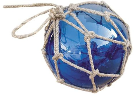 Fishing Ball Glass & Rope / Sisal Blue - Perfect for Nautical Decoration