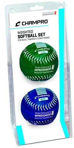 Champro Gewichtetes Trainings-Softball-Set, Grün, Blau, 30,5 cm