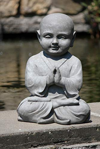 Figur Shaolin Mönch in Meditation - für Haus und Garten - Höhe 42 cm - grau