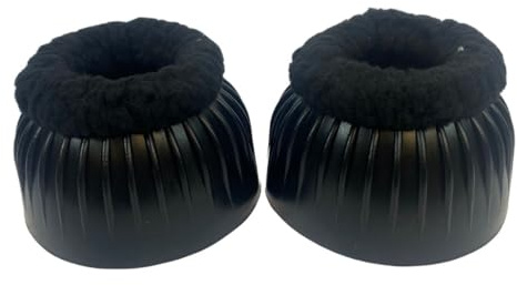 Intrepid International Fleece Topped Bell Boots - Gentle Hoof Protection with Soft Fleece, Secure Fit, and Durable Construction for Comfortable Equestrian Activities, XL, Black