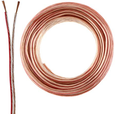 SeKi Cable de altavoz 2 x 0,50 mm2 – 10 m – transparente – CCA – Cable de audio – Cable de caja