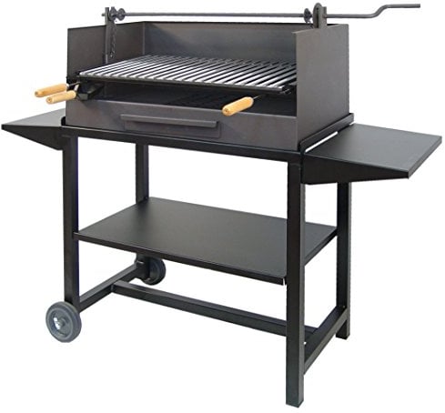 Imex El Zorro 71540 - Barbacoa con elevador, bandeja metálica y parrilla inox, 72 x 40 x 100 cm, color negro