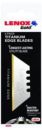 LENOX Utility Knife Blades, Titanium Edge, 5-Pack (20350GOLD5C)
