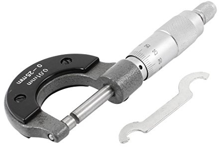 sourcing map Außenmikrometer 0-25 mm Bereich Messschraube 0.01mm Auflösung Mikrometer Edelstahl Hohe Genauigkeit Bügelmessschraube für präzises Messen von Materialstärken