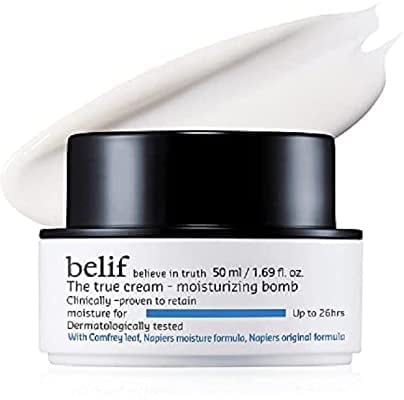 Belif True Cream Moisturizing Bomb 50ml, Langanhaltende Gesichtscreme, Kräutermischung, Glättende Leichte Hydratation Feuchtigkeitscreme, Trockene Fettige Haut, Tagescreme Gesichtspflege, Koreanische