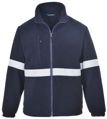 Portwest F433 Iona Lite Fleece Multi Pocket Long Sleeve Breathable Mesh | Navy, Small, EN 14058 Class 2, CE Certified, UKCA, Secure Fit, Elasticated Cuffs, Drawcord Adjustable Hem, Reflective Tape