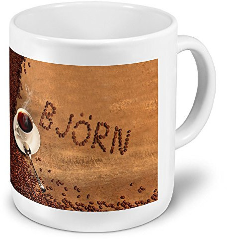 digital print XXL Riesen-Tasse mit Namen „Björn“ - Jumbotasse mit Design Kaffeebohnen - Namens-Tasse, Kaffeebecher, Becher, Mug