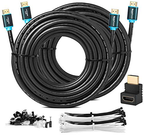 MutecPower 2 Piezas 10m Cable HDMI 2.0 - Cable de Alta Velocidad con Ethernet Soportes Ultra HD 3D 4Kx2K/60HZ y 2160p/Full HD 1080p - 26 AWG - ARC/CEC - Cable Triple blindado - 10 Metros Negro