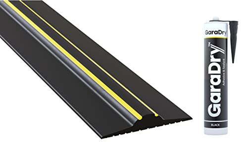 Kit de sellado de umbral de puerta de garaje de 2 cm de altura, 3,12 m de longitud | PVC flexible | Kit Completo Incluye 1 Adhesivo | GaraDry