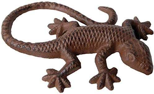 Esschert Design Gartenfigur, Skulptur Motiv Eidechse aus Gusseisen, ca. 15 cm x 10 cm x 2,8 cm