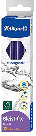 Pelikan 978932 - 12 Stück HB Graphitstifte Sparpaket aus FSC-zertifiziertem Holzfass aus lackiertem Holz mit sechseckigem Abschnitt aus Minen, bruchsicher