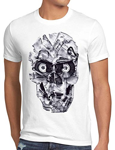 style3 DJ Skull Herren T-Shirt Tape 80er Tape 80er Kassette Totenkopf