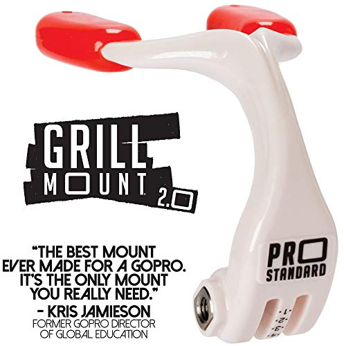 Pro Standard Grill Mount 2.0 - The Best Mouth Mount for GoPro Cameras (White/Red)