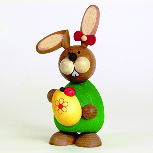 Kunsthandwerk Ullrich Osterartikel Osterhase mit Ei & Käfer HxB 12x5,5cm NEU Osterdeko Osterhasenfigur Ostern Korb Osterei Frühling Erzgebirge Seiffen Hase Blumen