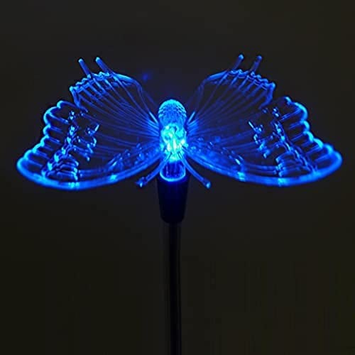 LED-Solar-Außen-Garten-Wege-Leuchte-Lampe SCHMETTERLING, H: 80 cm, Schmetterling aus Kunststoff 8,5x 9 cm, farbwechselnd, Metall Stange, IP44