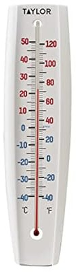 Taylor Indoor Outdoor Thermometer - Jumbo Number Wall Thermometer, Wireless Thermometer for Patio, Garden, or Nursery Area, 14.5-inch, White