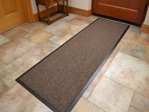 Machine Washable Beige Brown Heavy Quality Brown Non Slip Hard Wearing Barrier Mat. Available in 8 sizes (60cm x 180cm (Runner))