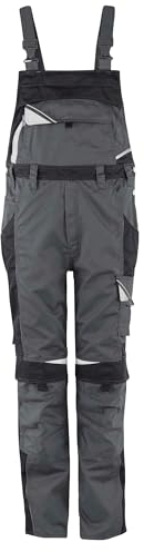 pka elastische Arbeitslatzhose für Herren BESTWORK - Allrounder für Bau, Handwerk, Industrie & Heimwerker in Grau/Schwarz Größe 64