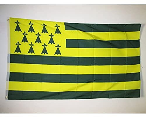 AZ FLAG Bandiera Bretagna MELEN HA GWER 150x90cm - Bandiera Bretagna Verde E Giallo 90 x 150 cm