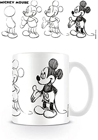 Mickey-Mouse-Tasse in Geschenkbox (Sketch Process Design), 325 ml Keramiktasse – offizielles Lizenzprodukt