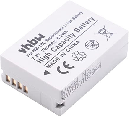 vhbw Li-Ion Akku 700mAh (7.4V) kompatibel mit Kamera Camcorder Video Canon Powershot G1 X, G15 Ersatz für Canon NB-10L.
