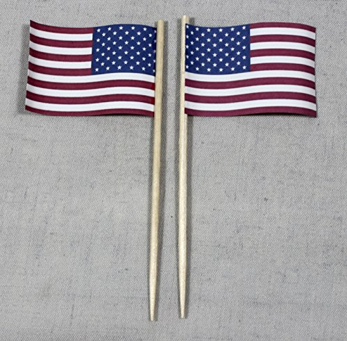 Buddel-Bini Party-Picker Flagge USA Papierfähnchen in Spitzenqualität 50 Stück Beutel