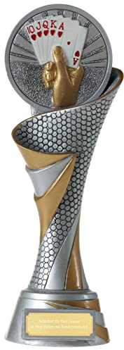 FG Pokal L Trophäe Skat Poker Karten mit Emblem 70 mm schwer mit Gravur
