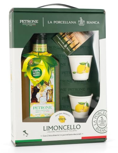 Limoncello 100% naturel avec des lunettes en céramique de Vietri sul Mare, peint à la main
