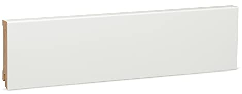 KGM Sockelleiste Modern – Weiß lackierte Fußbodenleiste aus Kiefer Massivholz – Maße: 2400 x 16 x 78 mm – 1 Stück