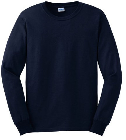 Gildan Men's Double Needle Bottom Hem Rib Knit T-Shirt, Navy, Large