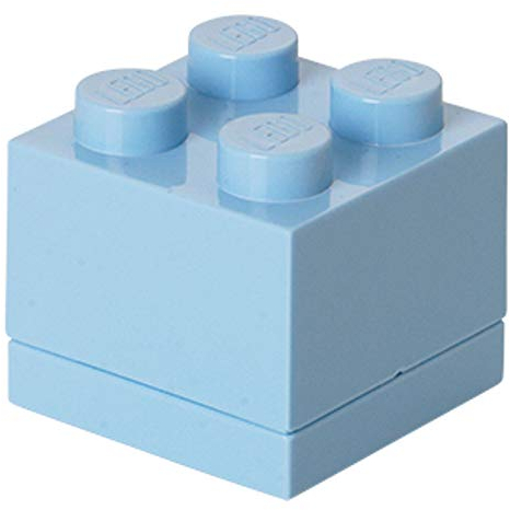 Lego Box 4, Mini Lego Box mit 4 Knöpfen, Snack Box, Blau, 4,6 x 4,6 x 4,3 cm