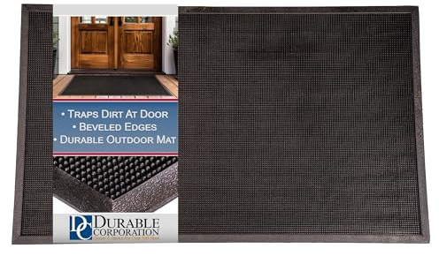 Durable Fußmatte, strapazierfähig, Gummi, Fingerspitze, für den Außenbereich, Kautschuk, Schwarz, 36 x 72
