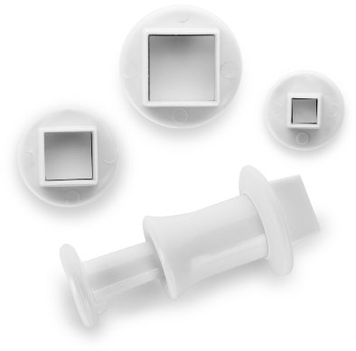 Ibili Set 3 CORTADORES con EXPULSOR Cuadrado, Stainless Steel, Centimeters