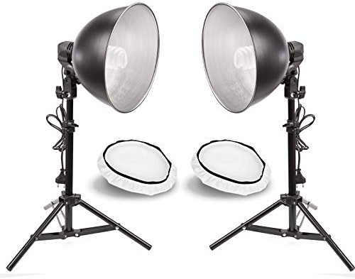 Mini Photography Continuous Lighting Kit with 2x 45W E27 Socket 5500K Bulbs 2x 70cm Light Stand Bulb Holders for Photo Studio Video Product Shooting