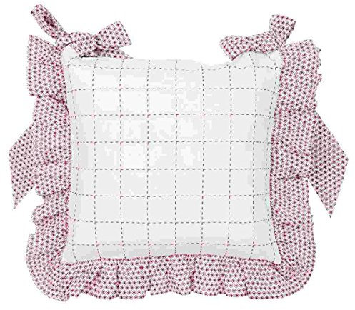 Clayre & Eef CSP26R Cross Stich Pattern Stuhlkissen Kissenbezug Kissenhülle Rüschen rot ca. 40 x 40 cm