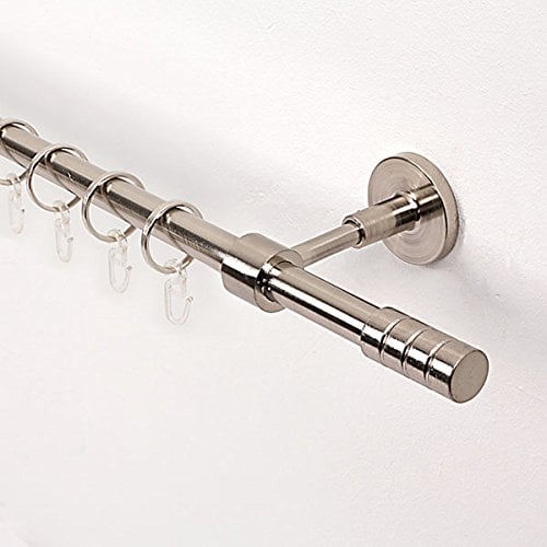 Ventanara® Gardinenstange 120 cm 1 läufig 16 mm mit Endstücken Zylinder inklusive 12 Ringen Wand und Deckenmontage