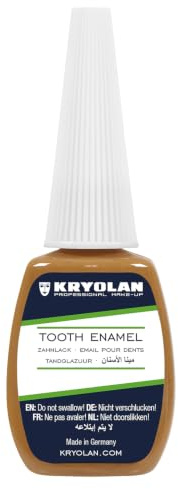 Kryolan Zahnlack, Pinselflasche 12 ml Farbe: nicotine – ideal für Theater, Film, Halloween, Karneval, LARP & Make-up Artists – Farbecht & leicht entfernbar