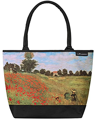 VON LILIENFELD Handtasche Damen Kunst Motiv Claude Monet Mohnblumenfeld Shopper Maße L42 x H30 x T15 cm Strandtasche Henkeltasche Büro