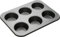 MasterClass Bandeja honda para magdalenas/plato para budín de Yorkshire, molde de 6 agujeros con antiadherente sin PTFE, PFOA ni BPA, robusto acero al carbono de 1 mm, gris, 35 x 26 cm