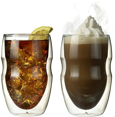 Ozeri Deutschland DW12S - Vasos Serafino de doble pared y 0,35 L para café y té helado - Juego de 2 vasos aislante