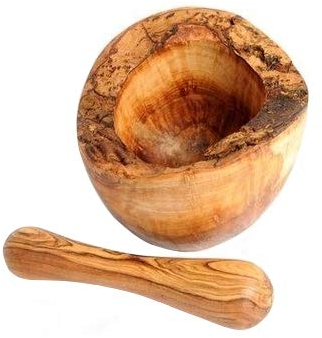 Mortier et pilon en bois d'olivier