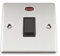 A5 20A Double Pole Switch - Satin Matt Chrome Classic - Black Insert Plastic Switch - DP Water Heater Switch with Neon Indicator